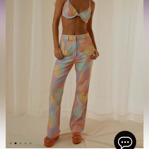 Peppermayo jeans size 2 NWT Keep Your Heart pastel pattern colorful high waist - Picture 2 of 11